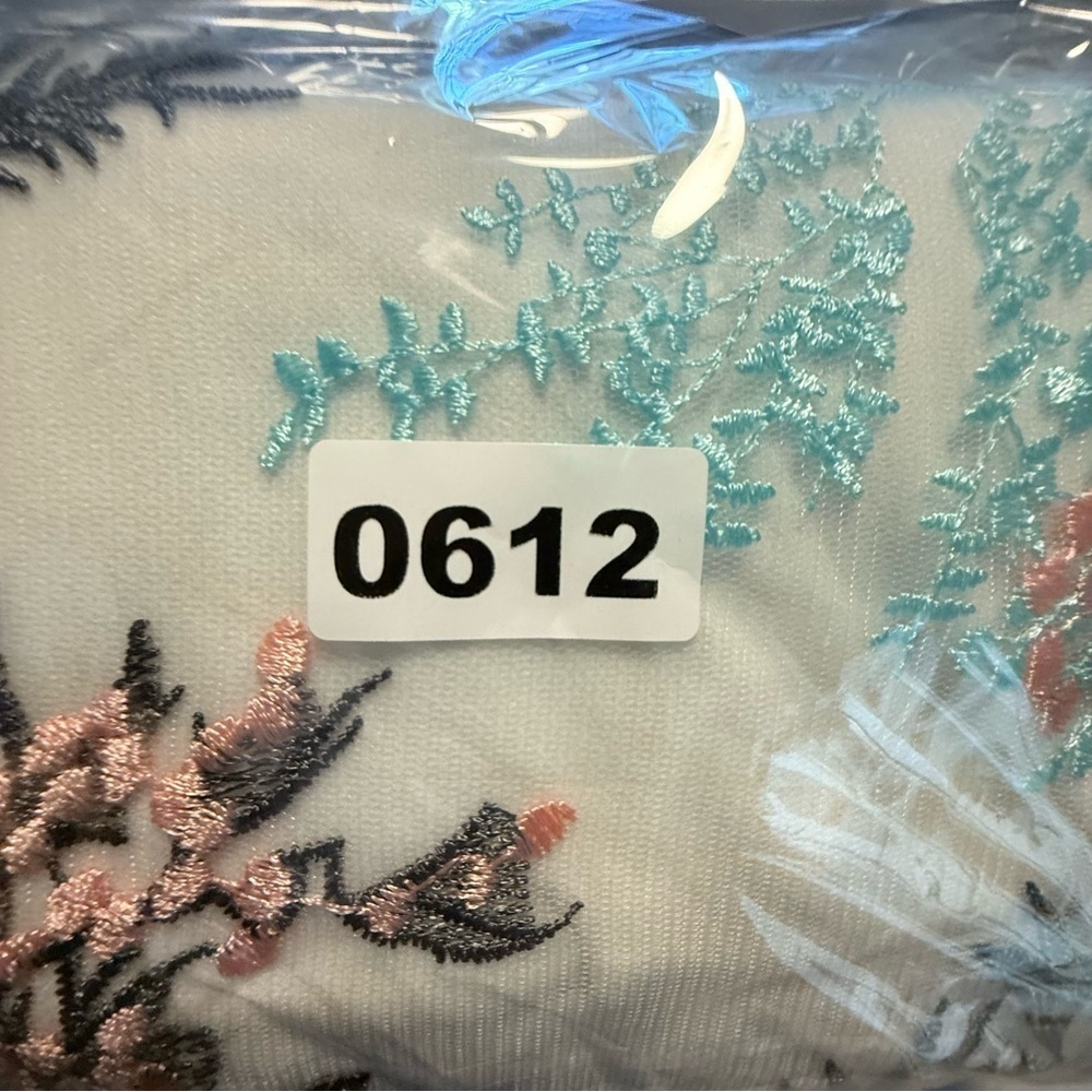 Nicole Miller NY Cocktail Dress Sheer Mesh Embroidered Aqua Mist Coral White - Picture 10 of 10